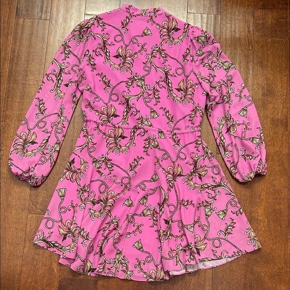 Milly Long Sleeve Pink and Brown Chain Patterned Dress, Size 8, NWOT - Picture 11 of 16